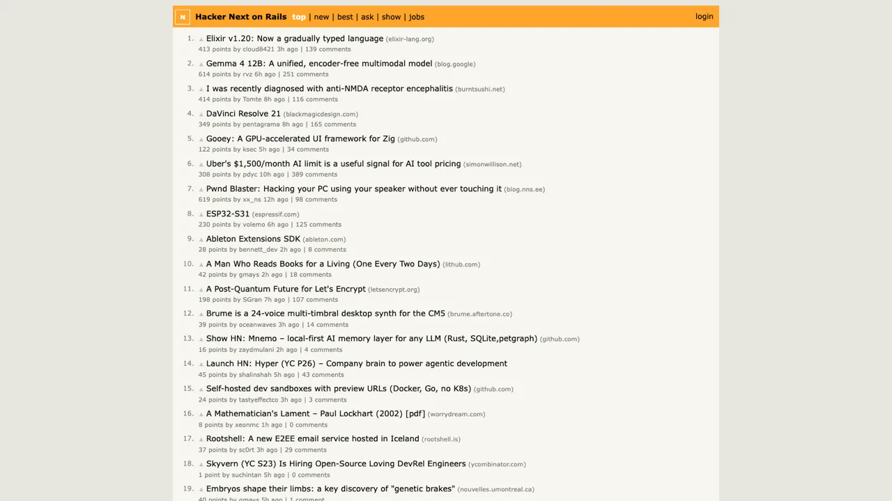 Hacker News demo screenshot